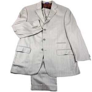 Earvin Magic Johnson Suit Stripe 3 btn Gray 44 46 48 Pants 38 Italy Lakers Y2K